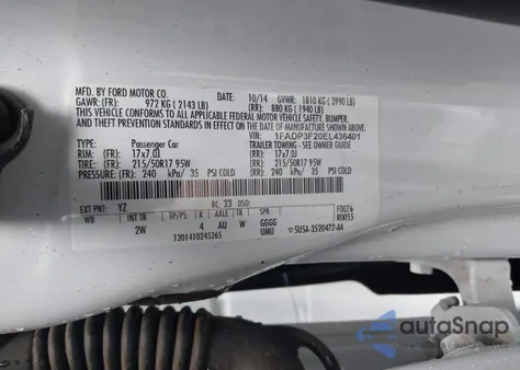 2014 Ford Focus Se из США, поврежденный, VIN 1FADP3F20EL436401